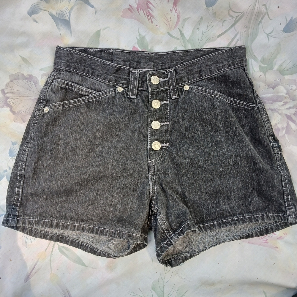 Vintage 90s 1990s Whimsygoth Coquette Fairy Fairycore 8 Black Denim Jean Shorts